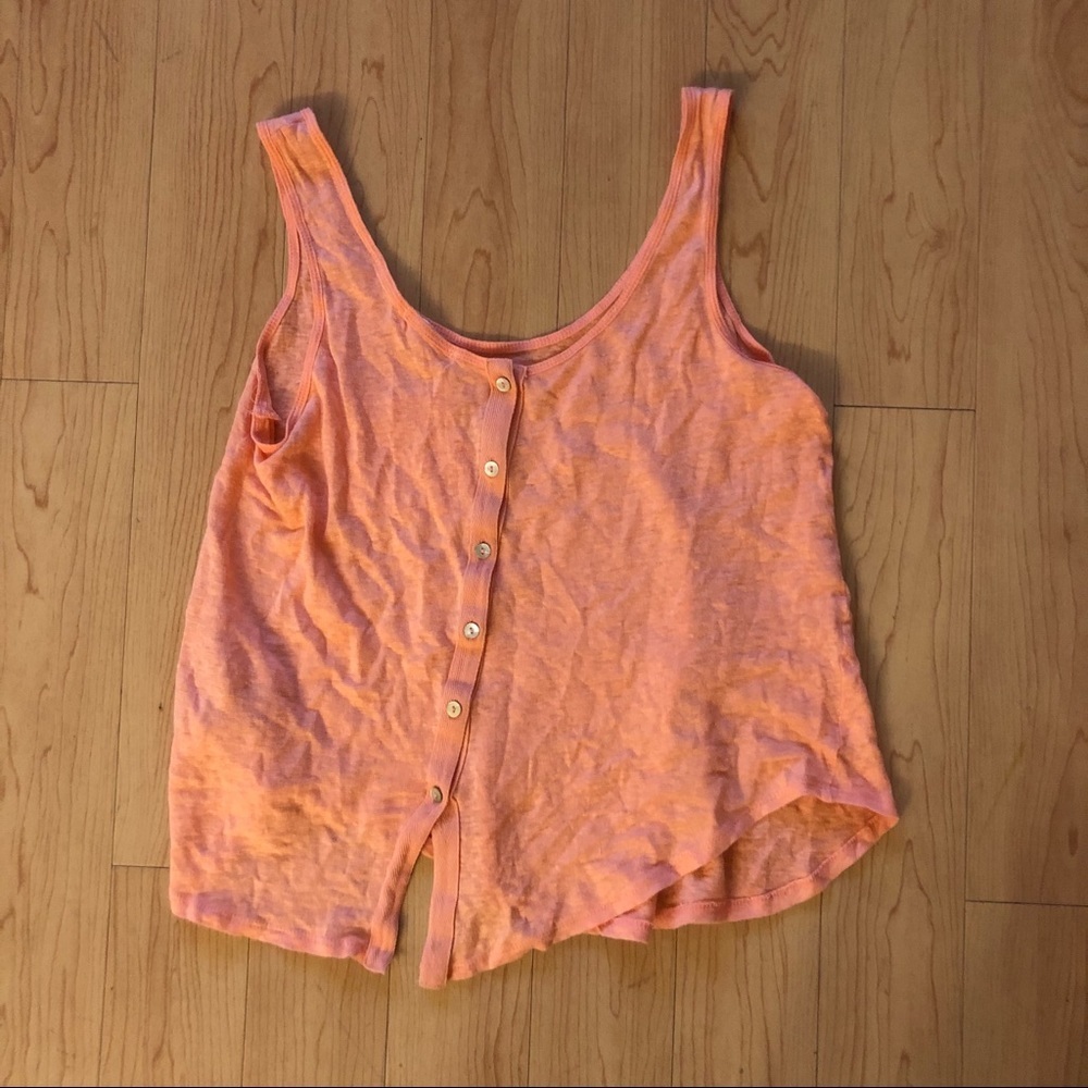 Orange forever 21 button up Henley tank top
